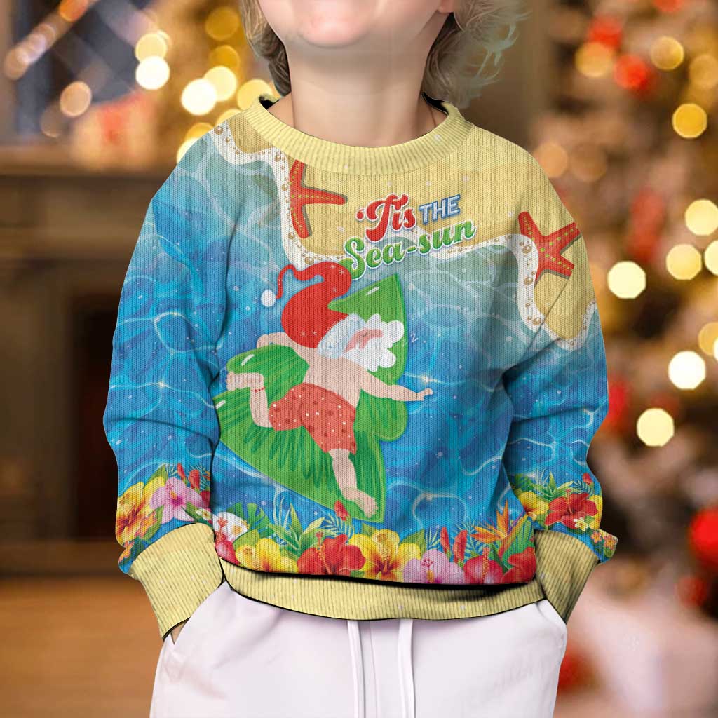 Christmas In Hawaii Kid Ugly Christmas Sweater Tis The Sea Sun LT05 - Polynesian Pride
