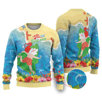 Christmas In Hawaii Ugly Christmas Sweater Tis The Sea Sun LT05 Blue - Polynesian Pride