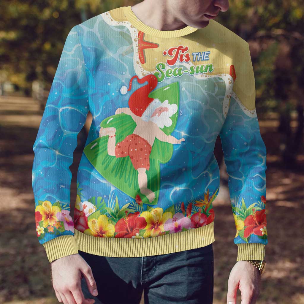 Christmas In Hawaii Ugly Christmas Sweater Tis The Sea Sun LT05 - Polynesian Pride