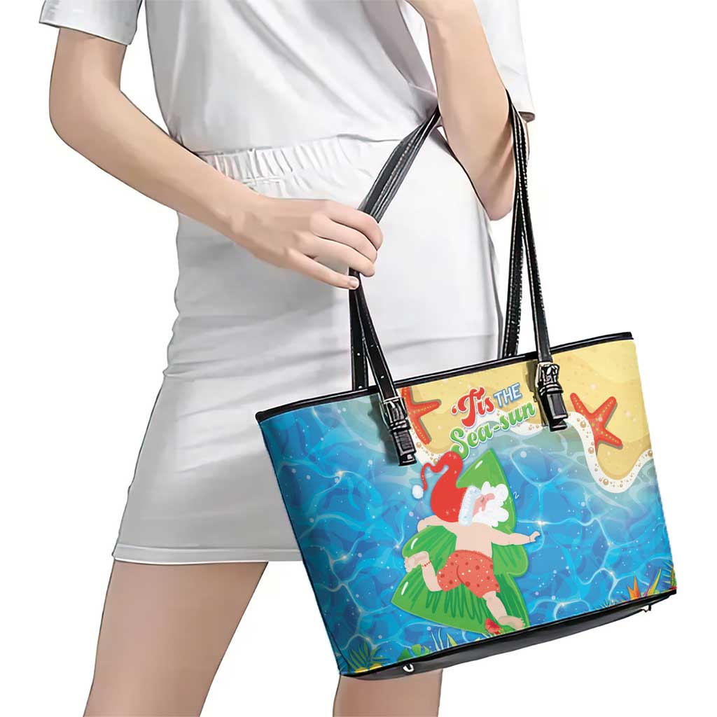 Christmas In Hawaii Leather Tote Bag Tis The Sea Sun LT05 - Polynesian Pride