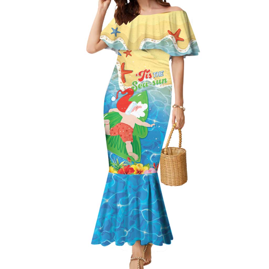 Christmas In Hawaii Mermaid Dress Tis The Sea Sun LT05 Women Blue - Polynesian Pride