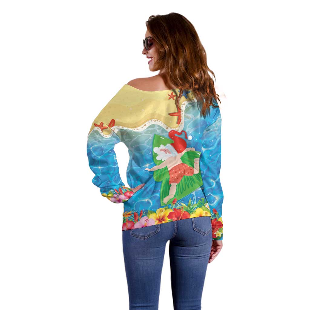 Christmas In Hawaii Off Shoulder Sweater Tis The Sea Sun LT05 - Polynesian Pride