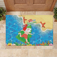 Christmas In Hawaii Rubber Doormat Tis The Sea Sun LT05 Blue - Polynesian Pride