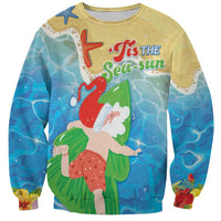 Christmas In Hawaii Sweatshirt Tis The Sea Sun LT05 Unisex Blue - Polynesian Pride