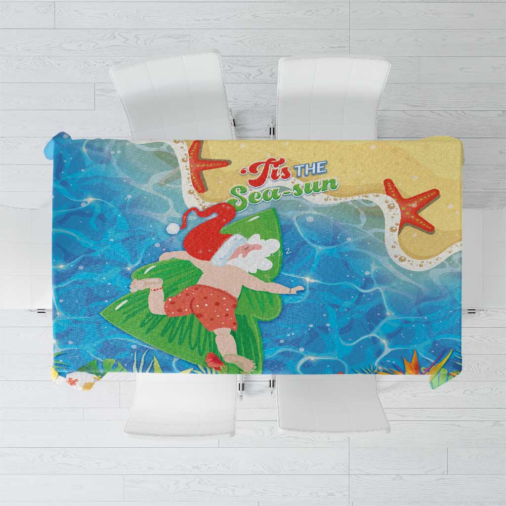 Christmas In Hawaii Tablecloth Tis The Sea Sun LT05 Blue - Polynesian Pride
