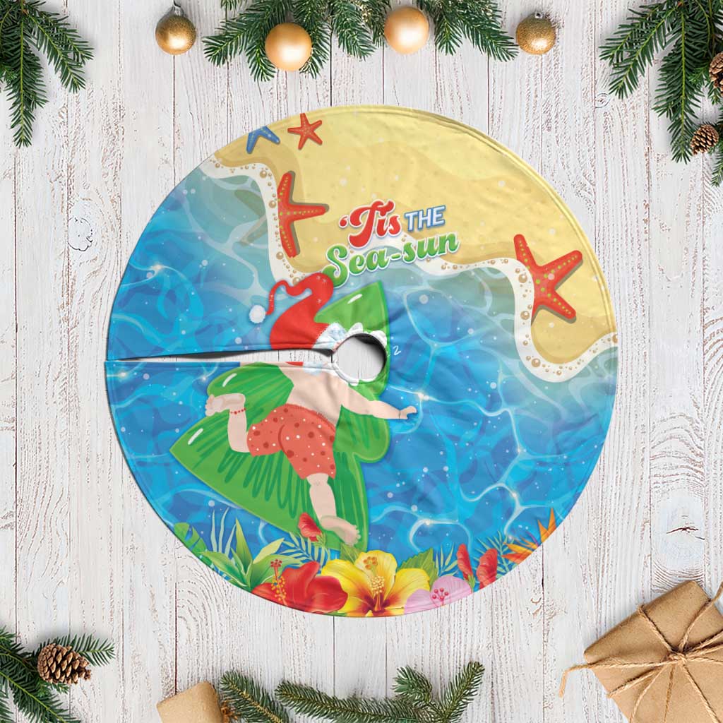Christmas In Hawaii Tree Skirt Tis The Sea Sun LT05 Casual Blue - Polynesian Pride
