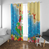 Christmas In Hawaii Window Curtain Tis The Sea Sun LT05 With Grommets Blue - Polynesian Pride