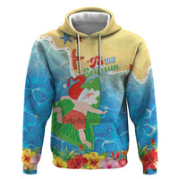 Christmas In Hawaii Zip Hoodie Tis The Sea Sun LT05 Pullover Hoodie Blue - Polynesian Pride