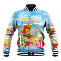 Personalised Hawaii Funny Thanksgiving Baseball Jacket Thankful From The Beach LT05 Unisex Blue - Polynesian Pride
