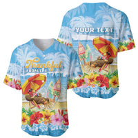 Personalised Hawaii Funny Thanksgiving Baseball Jersey Thankful From The Beach LT05 - Polynesian Pride