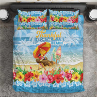 Hawaii Funny Thanksgiving Bedding Set Thankful From The Beach LT05 Blue - Polynesian Pride