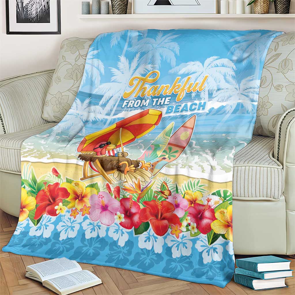 Hawaii Funny Thanksgiving Blanket Thankful From The Beach LT05 - Polynesian Pride