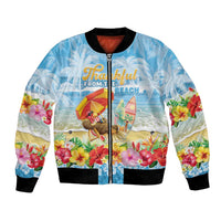 Personalised Hawaii Funny Thanksgiving Bomber Jacket Thankful From The Beach LT05 Unisex Blue - Polynesian Pride