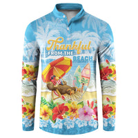 Personalised Hawaii Funny Thanksgiving Button Sweatshirt Thankful From The Beach LT05 Blue - Polynesian Pride