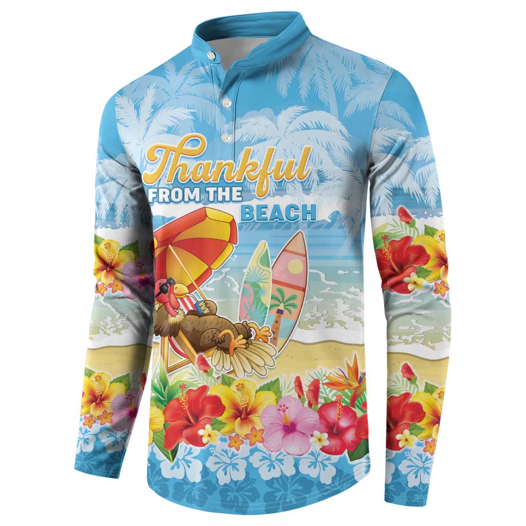Personalised Hawaii Funny Thanksgiving Button Sweatshirt Thankful From The Beach LT05 - Polynesian Pride
