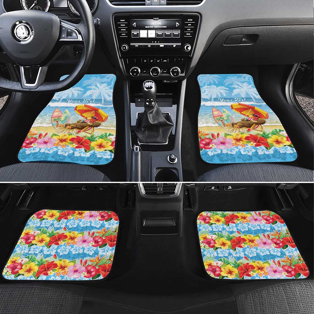 Hawaii Funny Thanksgiving Car Mats Thankful From The Beach LT05 Set 4pcs Blue - Polynesian Pride