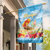 Hawaii Funny Thanksgiving Garden Flag Thankful From The Beach LT05 House Flag Blue - Polynesian Pride