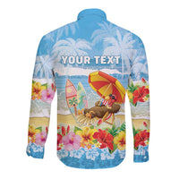 Personalised Hawaii Funny Thanksgiving Long Sleeve Button Shirt Thankful From The Beach LT05 - Polynesian Pride