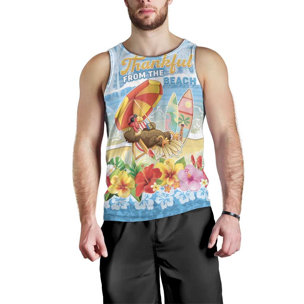 Personalised Hawaii Funny Thanksgiving Men Tank Top Thankful From The Beach LT05 - Polynesian Pride
