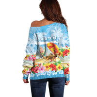 Personalised Hawaii Funny Thanksgiving Off Shoulder Sweater Thankful From The Beach LT05 - Polynesian Pride
