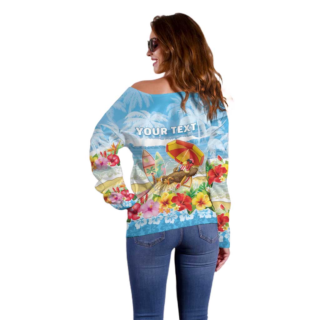 Personalised Hawaii Funny Thanksgiving Off Shoulder Sweater Thankful From The Beach LT05 - Polynesian Pride