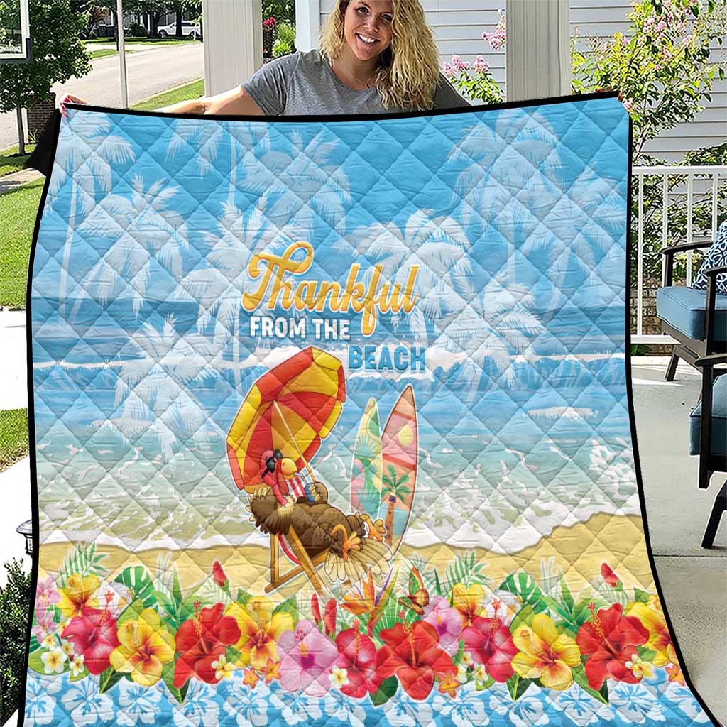 Hawaii Funny Thanksgiving Quilt Thankful From The Beach LT05 Blue - Polynesian Pride