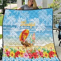 Hawaii Funny Thanksgiving Quilt Thankful From The Beach LT05 Blue - Polynesian Pride