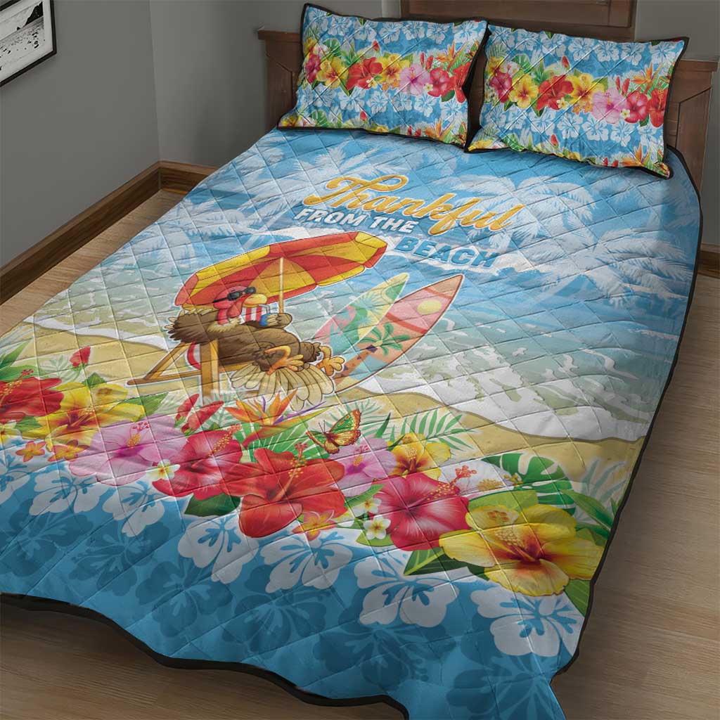 Hawaii Funny Thanksgiving Quilt Bed Set Thankful From The Beach LT05 - Polynesian Pride