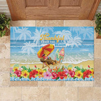 Hawaii Funny Thanksgiving Rubber Doormat Thankful From The Beach LT05 Blue - Polynesian Pride
