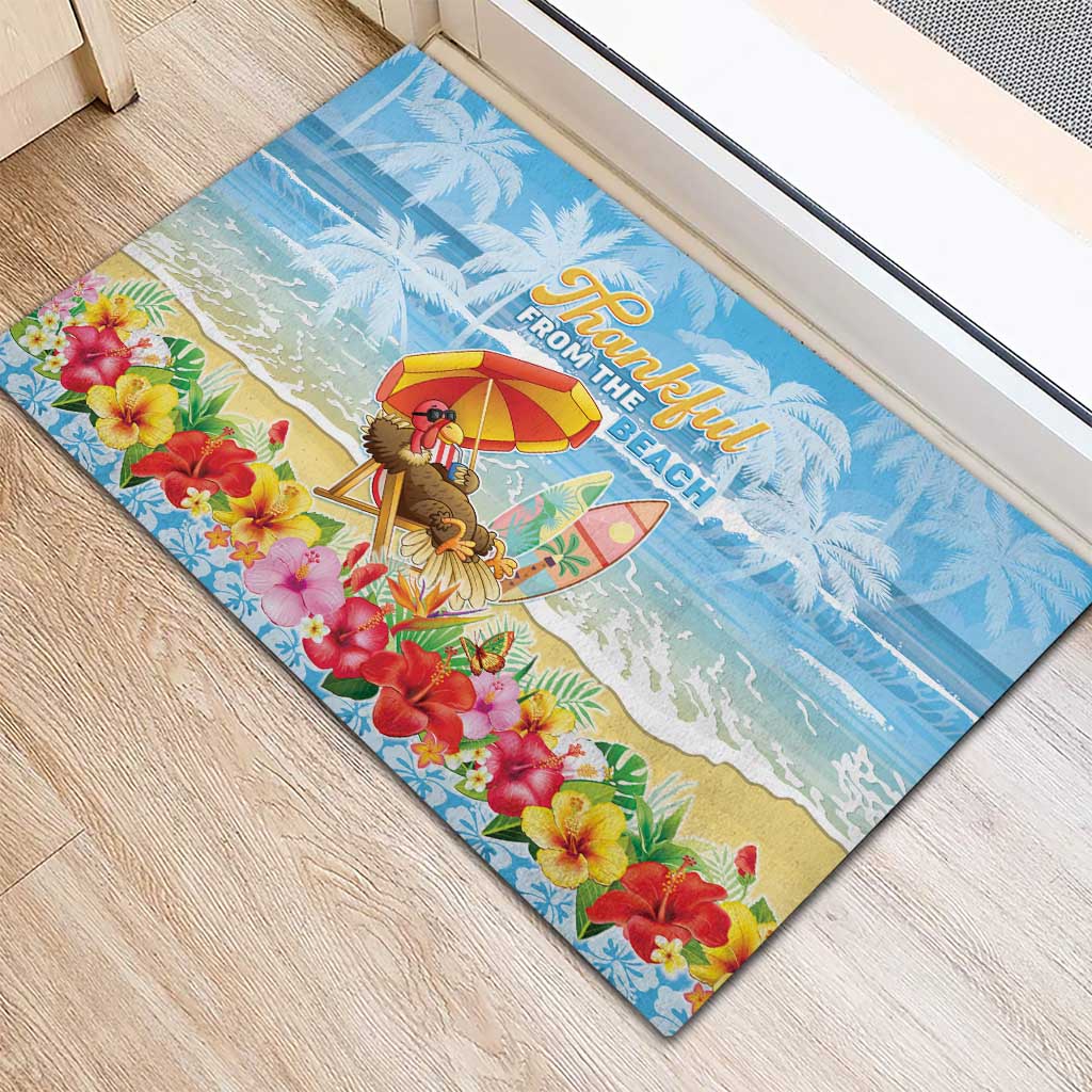 Hawaii Funny Thanksgiving Rubber Doormat Thankful From The Beach LT05 - Polynesian Pride