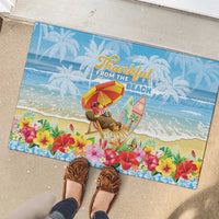 Hawaii Funny Thanksgiving Rubber Doormat Thankful From The Beach LT05 - Polynesian Pride