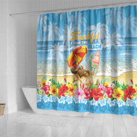 Hawaii Funny Thanksgiving Shower Curtain Thankful From The Beach LT05 - Polynesian Pride
