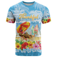Personalised Hawaii Funny Thanksgiving T Shirt Thankful From The Beach LT05 Blue - Polynesian Pride