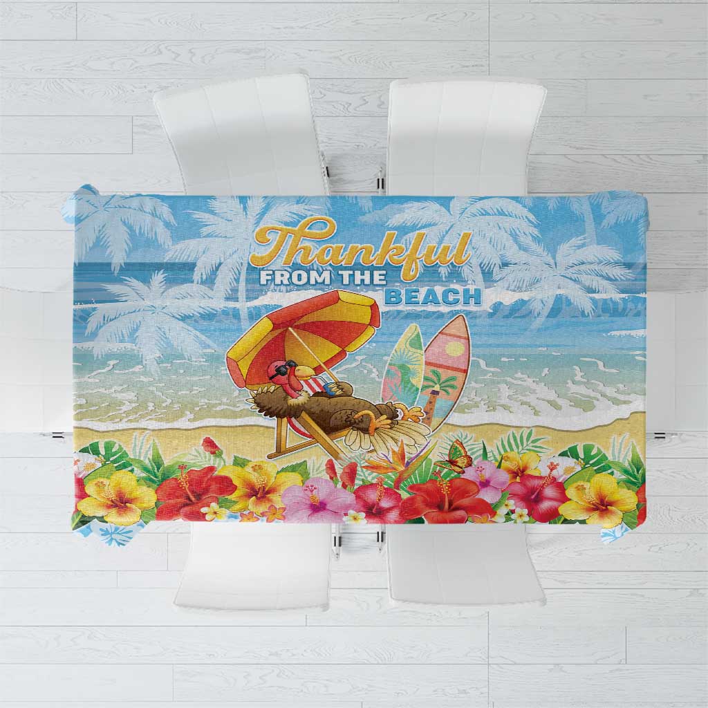 Hawaii Funny Thanksgiving Tablecloth Thankful From The Beach LT05 Blue - Polynesian Pride