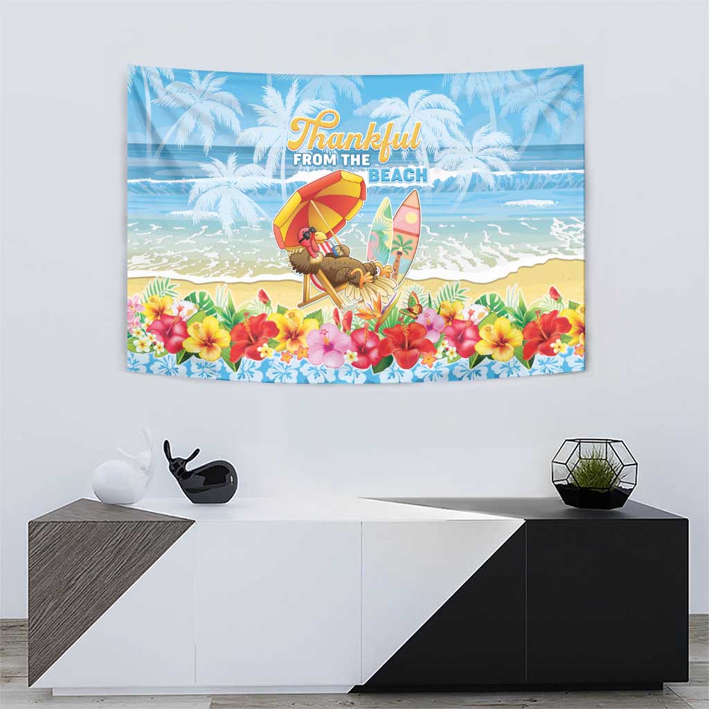 Hawaii Funny Thanksgiving Tapestry Thankful From The Beach LT05 - Polynesian Pride