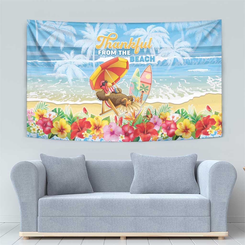 Hawaii Funny Thanksgiving Tapestry Thankful From The Beach LT05 - Polynesian Pride