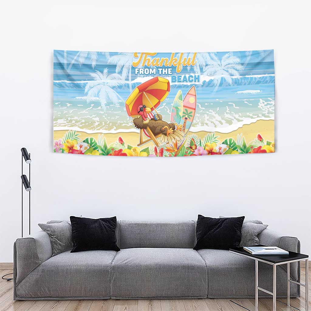 Hawaii Funny Thanksgiving Tapestry Thankful From The Beach LT05 - Polynesian Pride