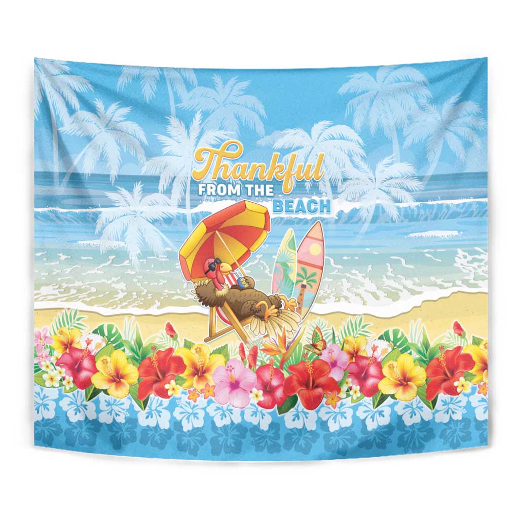 Hawaii Funny Thanksgiving Tapestry Thankful From The Beach LT05 - Polynesian Pride