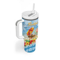 Personalised Hawaii Funny Thanksgiving Tumbler With Handle Thankful From The Beach LT05 - Polynesian Pride