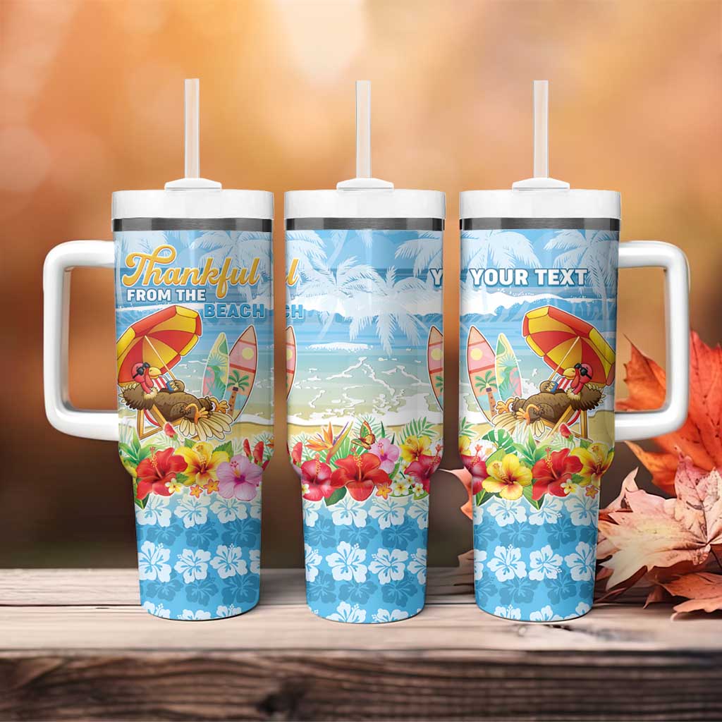 Personalised Hawaii Funny Thanksgiving Tumbler With Handle Thankful From The Beach LT05 - Polynesian Pride