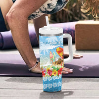 Personalised Hawaii Funny Thanksgiving Tumbler With Handle Thankful From The Beach LT05 - Polynesian Pride