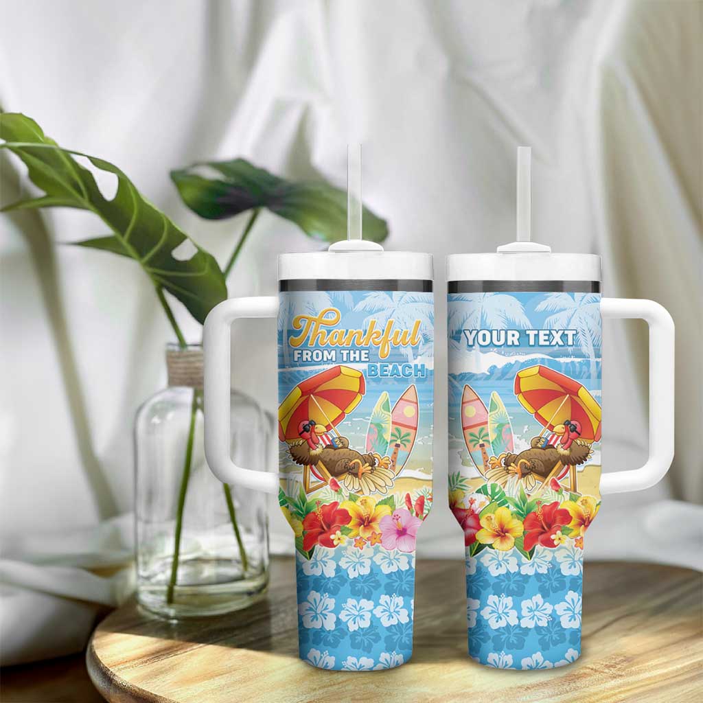 Personalised Hawaii Funny Thanksgiving Tumbler With Handle Thankful From The Beach LT05 - Polynesian Pride