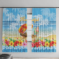 Hawaii Funny Thanksgiving Window Curtain Thankful From The Beach LT05 With Hooks Blue - Polynesian Pride