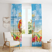 Hawaii Funny Thanksgiving Window Curtain Thankful From The Beach LT05 - Polynesian Pride