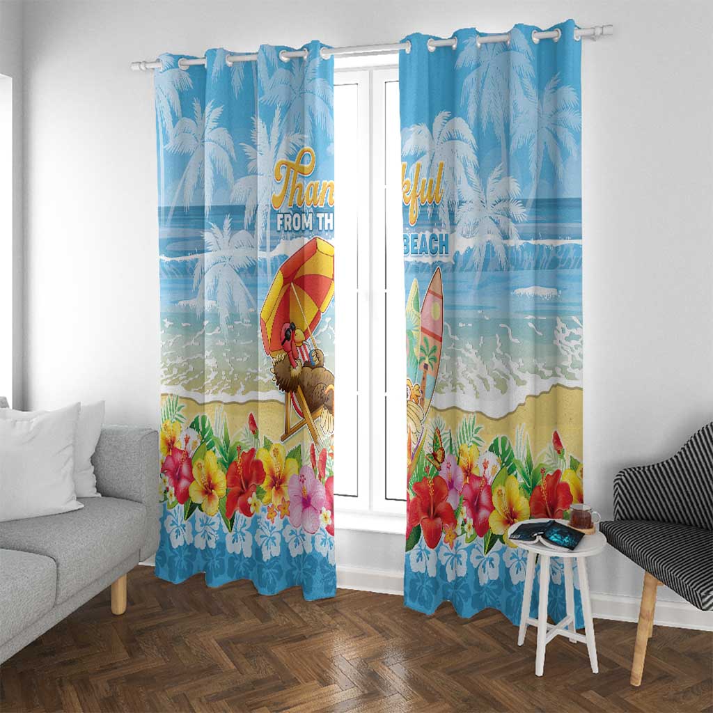 Hawaii Funny Thanksgiving Window Curtain Thankful From The Beach LT05 With Grommets Blue - Polynesian Pride