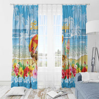 Hawaii Funny Thanksgiving Window Curtain Thankful From The Beach LT05 - Polynesian Pride