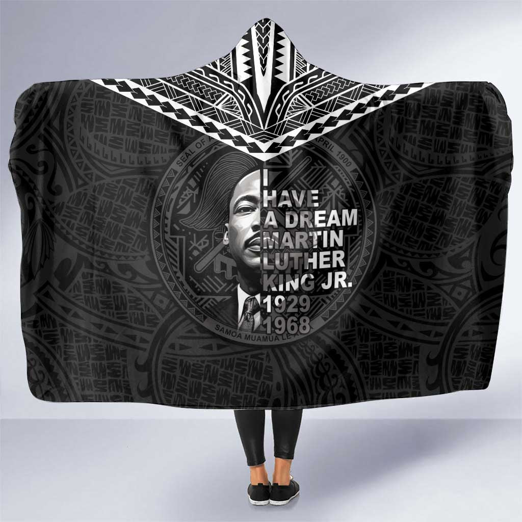 American Samoa MLK Day Hooded Blanket Polynesian Style LT05 One Size Black - Polynesian Pride