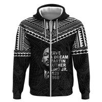 American Samoa MLK Day Hoodie Polynesian Style LT05 Zip Hoodie Black - Polynesian Pride