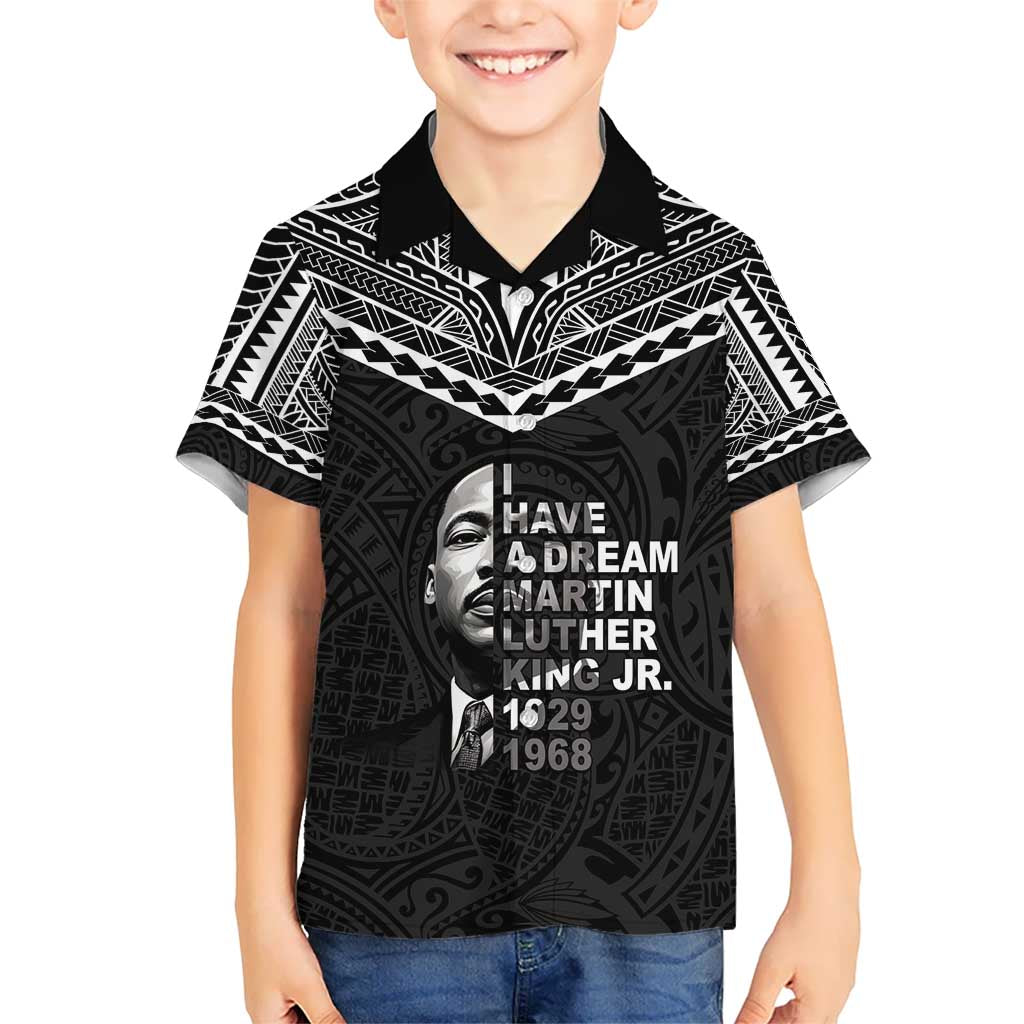 American Samoa MLK Day Kid Hawaiian Shirt Polynesian Style LT05 Kid Black - Polynesian Pride