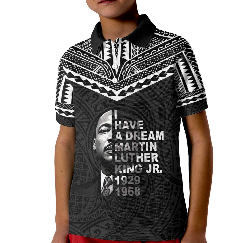 American Samoa MLK Day Kid Polo Shirt Polynesian Style LT05 Kid Black - Polynesian Pride